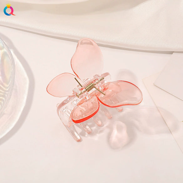 Transparent 3D Butterfly Resin Hair Claw Clip Handmade Elegant Women's Hair Accessory