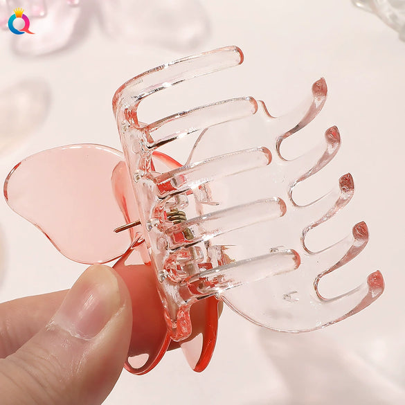 Transparent 3D Butterfly Resin Hair Claw Clip Handmade Elegant Women's Hair Accessory