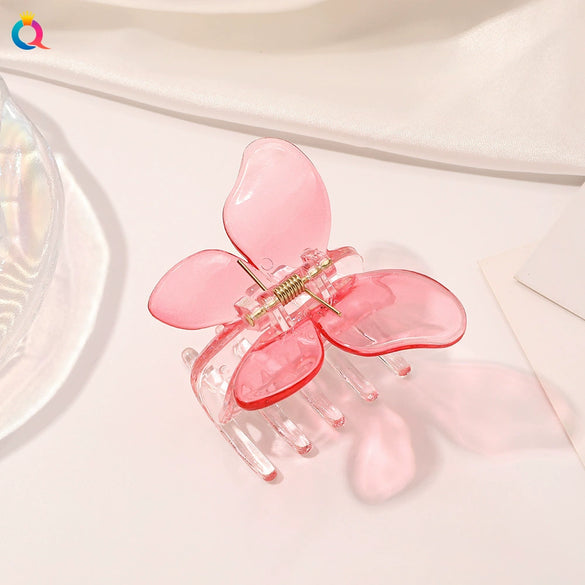 Transparent 3D Butterfly Resin Hair Claw Clip Handmade Elegant Women's Hair Accessory
