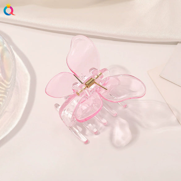 Transparent 3D Butterfly Resin Hair Claw Clip Handmade Elegant Women's Hair Accessory
