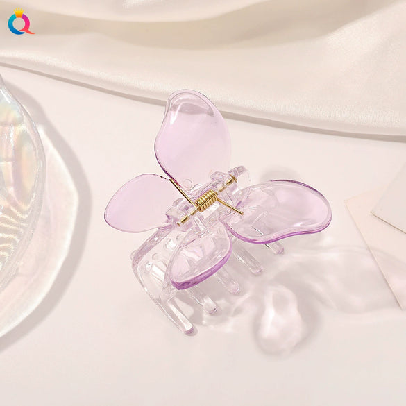 Transparent 3D Butterfly Resin Hair Claw Clip Handmade Elegant Women's Hair Accessory
