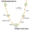 Transparent Imported Glass And Small Steel Bead Elegant Light Luxury Geometric Stainless Steel Women's Necklace With Electroplating