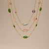 Transparent Imported Glass And Small Steel Bead Elegant Light Luxury Geometric Stainless Steel Women's Necklace With Electroplating