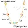 Transparent Imported Glass And Small Steel Bead Elegant Light Luxury Geometric Stainless Steel Women's Necklace With Electroplating