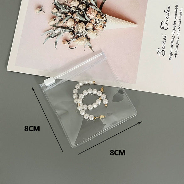 Transparent Pvc Jewelry Zipper Bag For Earrings Necklace Cosmetics Storage Finishing Packaging