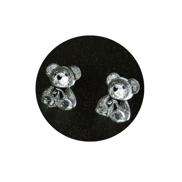Transparent Resin Bear Earrings With Silver Needle Electroplated Lovely Animal Shape Cute Sweet Earrings For Women