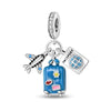 Travel Style Airplane Suitcase Camera Charm Pendant Beads Silver Plated Diy Jewelry Bracelet Accessories With Dripping Oil Design