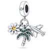 Travel Style Airplane Suitcase Camera Charm Pendant Beads Silver Plated Diy Jewelry Bracelet Accessories With Dripping Oil Design