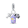 Travel Style Airplane Suitcase Camera Charm Pendant Beads Silver Plated Diy Jewelry Bracelet Accessories With Dripping Oil Design