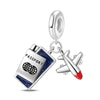Travel Style Airplane Suitcase Camera Charm Pendant Beads Silver Plated Diy Jewelry Bracelet Accessories With Dripping Oil Design