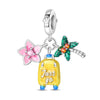 Travel Style Airplane Suitcase Camera Charm Pendant Beads Silver Plated Diy Jewelry Bracelet Accessories With Dripping Oil Design