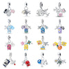 Travel Style Airplane Suitcase Camera Charm Pendant Beads Silver Plated Diy Jewelry Bracelet Accessories With Dripping Oil Design