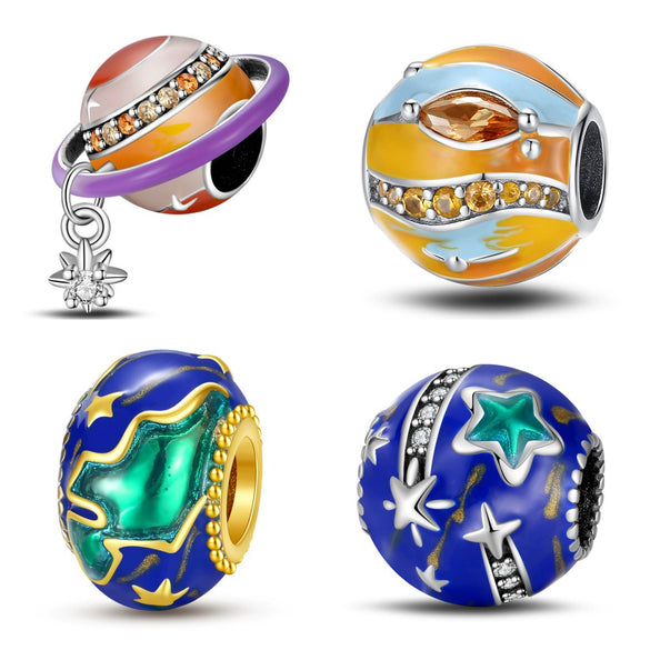 Travel Style Colorful Earth Beads Copper 925 Silver Plated Dripping Oil Diy Bracelet Necklace