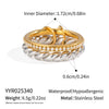 Trendy Braided Double Layer Geometric Diamond Ring In Stainless Steel With Electroplating For Women Light Luxury Simple Jewelry Stall Item