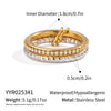 Trendy Braided Double Layer Geometric Diamond Ring In Stainless Steel With Electroplating For Women Light Luxury Simple Jewelry Stall Item