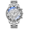 Trendy Business Men's Round Dial Alloy Band Watch With Ordinary Glass Mirror