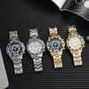 Trendy Business Men's Round Dial Alloy Band Watch With Ordinary Glass Mirror
