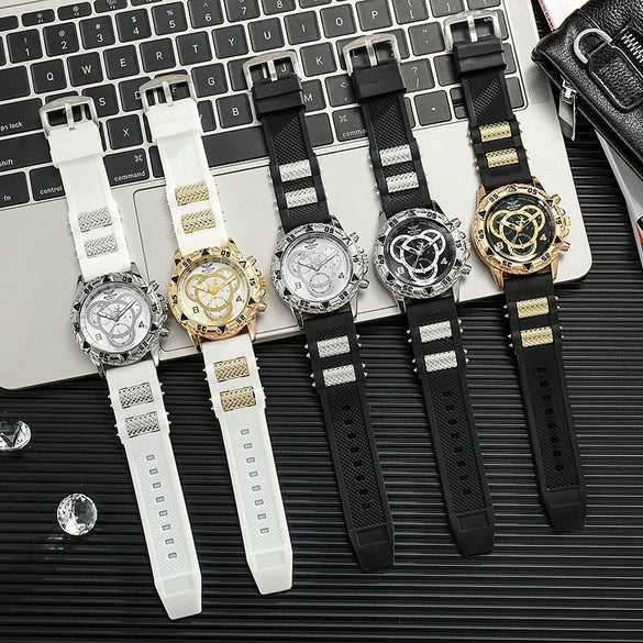 Trendy Business Men's Round Dial Alloy Band Watch With Ordinary Glass Mirror