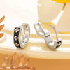 Trendy Cool Black Oil Dropping Cross Couple's Metal Earrings With Geometric Pattern And Electroplating Treatment