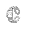 Trendy Cool Vintage Open Stainless Steel Ring With Geometric Pattern For Women And Men Electroplated And Adjustable