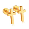 Trendy Cross Stud Earrings For Women Fashionable Versatile Personality Minimalist Electroplated Stainless Steel Screwback Earrings