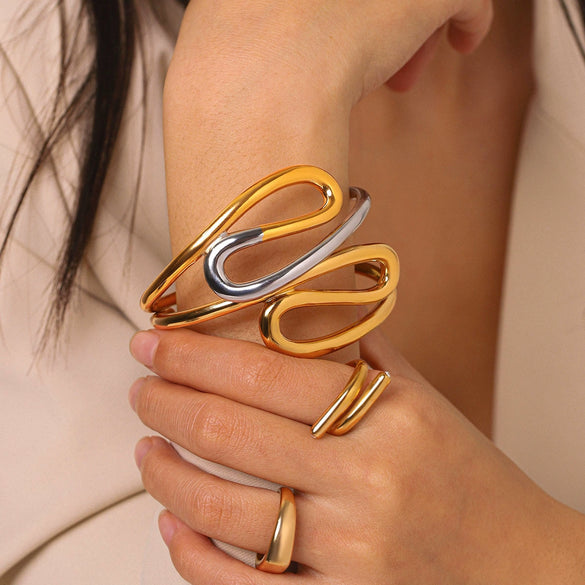 Trendy Electroplated Geometric Stainless Steel Bracelet