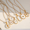 Trendy Electroplated Geometric Stainless Steel Unisex Cross Chain Necklace With Rectangular Shell Constellation Pendant