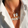 Trendy Electroplated Geometric Stainless Steel Unisex Cross Chain Necklace With Rectangular Shell Constellation Pendant