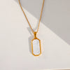 Trendy Electroplated Geometric Stainless Steel Unisex Cross Chain Necklace With Rectangular Shell Constellation Pendant