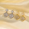Trendy Elegant Fourleaf Clover Women's Earrings Copper Geometric Electroplating