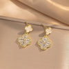 Trendy Elegant Fourleaf Clover Women's Earrings Copper Geometric Electroplating