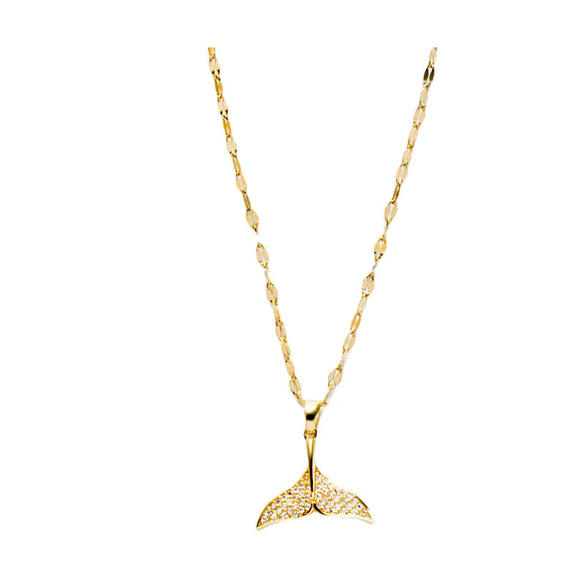 Trendy Elegant Simple Fishtail Clavicle Chain For Female With Zircon Niche Design Alloy And Titanium Steel Electroplating Treatment