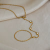 Trendy Elegant Women's Geometric Stainless Steel Real Gold Plated Finger Chain Hand Accessory