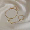 Trendy Elegant Women's Geometric Stainless Steel Real Gold Plated Finger Chain Hand Accessory