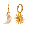 Trendy Exaggerated Stainless Steel 18K Gold Plated Sun And Moon Geometric Pendant Earrings For Women