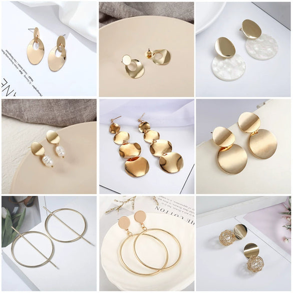 Trendy Fashion Alloy Earrings With Diamond Zircon And Pearl For Women Electroplated Geometric Design