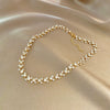 Trendy Fashion Retro Love Clavicle Chain Necklace For Women Titanium Steel Gold Inlaid Geometric Design