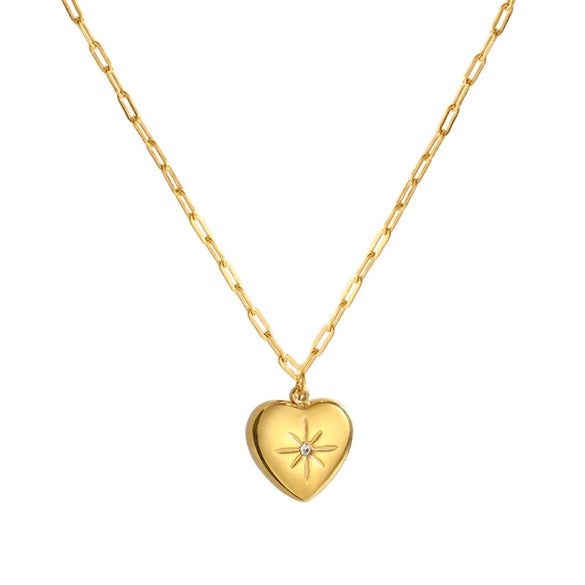 Trendy Fashion Retro Love Clavicle Chain Necklace For Women Titanium Steel Gold Inlaid Geometric Design