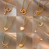 Trendy Fashion Retro Love Clavicle Chain Necklace For Women Titanium Steel Gold Inlaid Geometric Design
