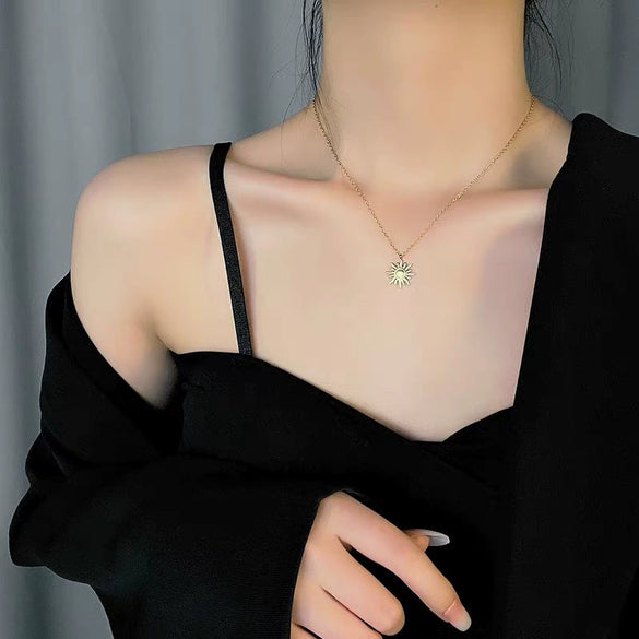 Trendy Female Sun Pendant Necklace Titanium Steel Jewelry