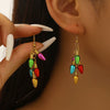 Trendy Festive Lantern Style Geometric Hoop Earrings For Women Acrylic Electroplated Party Jewelry