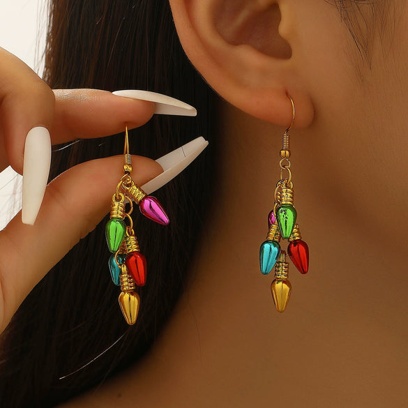 Trendy Festive Lantern Style Geometric Hoop Earrings For Women Acrylic Electroplated Party Jewelry