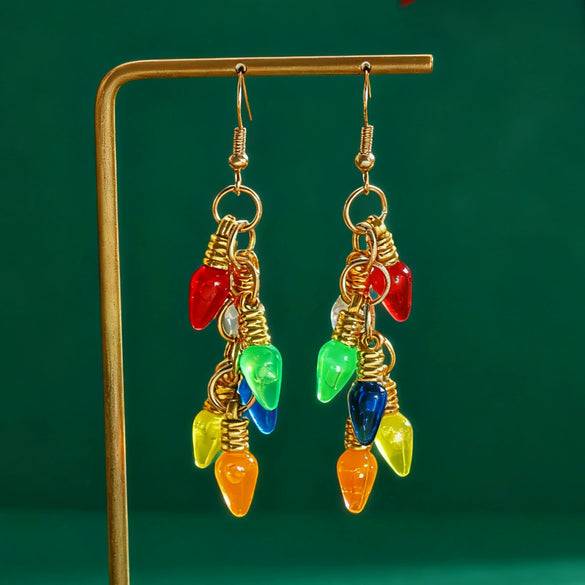Trendy Festive Lantern Style Geometric Hoop Earrings For Women Acrylic Electroplated Party Jewelry