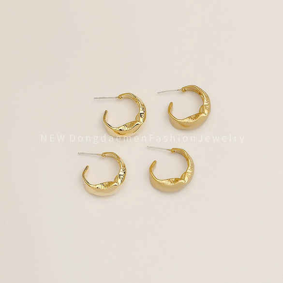 Trendy Geometric Metal Earrings In Alloy And Copper With Gold Plated Finish Elegant Versatile Fashion Earrings