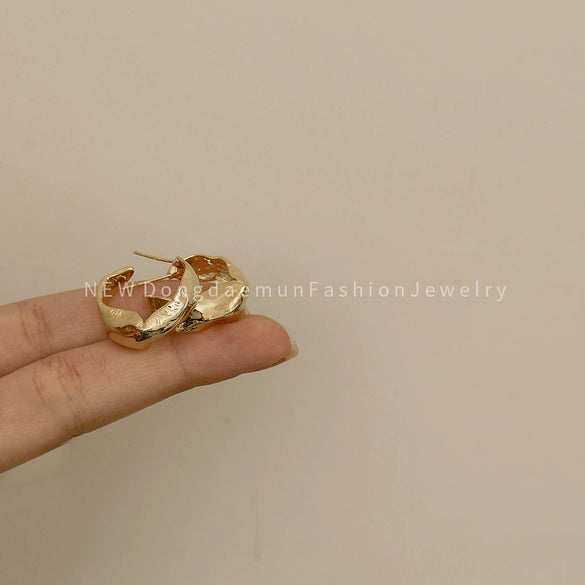 Trendy Geometric Metal Earrings In Alloy And Copper With Gold Plated Finish Elegant Versatile Fashion Earrings