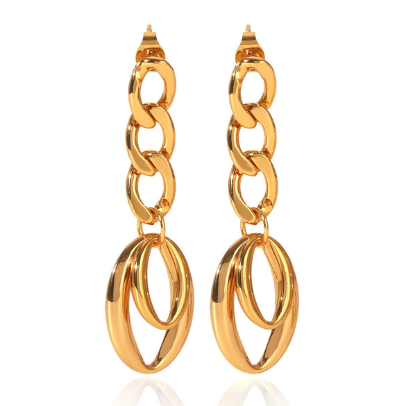 Trendy Geometric Oval Stainless Steel Electroplated 18K Gold Nonfading Earrings For Women