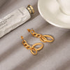 Trendy Geometric Oval Stainless Steel Electroplated 18K Gold Nonfading Earrings For Women