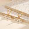 Trendy Geometric Pearl Stud Earrings For Women With Vacuum Real Gold Plating