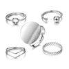 Trendy Geometric Round Alloy Open Ring 5Piece Set With Electroplating
