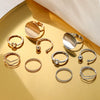 Trendy Geometric Round Alloy Open Ring 5Piece Set With Electroplating